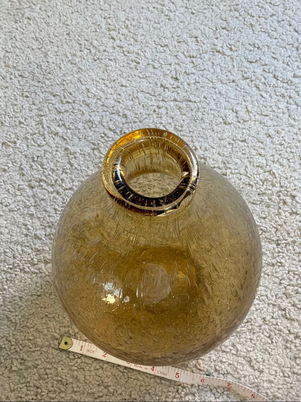 Amber Bubble-Texture Glass Vase - Home Accents